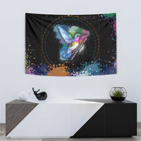 Where the Sunbird Sings Tapestry with Sao Tome and Principe Flag and Color Splash Art