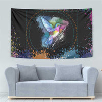 Where the Sunbird Sings Tapestry with Sao Tome and Principe Flag and Color Splash Art