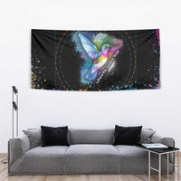 Where the Sunbird Sings Tapestry with Sao Tome and Principe Flag and Color Splash Art