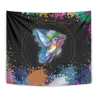 Where the Sunbird Sings Tapestry with Sao Tome and Principe Flag and Color Splash Art