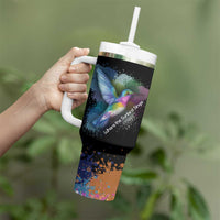 Where the Sunbird Sings Tumbler With Handle with Sao Tome and Principe Flag and Color Splash Art