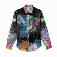 Where the Sunbird Sings Women Casual Shirt with Sao Tome and Principe Flag and Color Splash Art