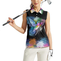 Where the Sunbird Sings Women Sleeveless Polo Shirt with Sao Tome and Principe Flag and Color Splash Art