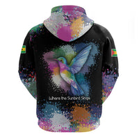 Where the Sunbird Sings Zip Hoodie with Sao Tome and Principe Flag and Color Splash Art