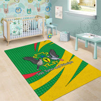 Sao Tome and Principe National Emblem Area Rug with Green Yellow Flag Pattern