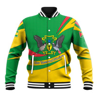 Sao Tome and Principe National Emblem Baseball Jacket with Green Yellow Flag Pattern