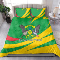 Sao Tome and Principe National Emblem Bedding Set with Green Yellow Flag Pattern