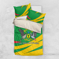 Sao Tome and Principe National Emblem Bedding Set with Green Yellow Flag Pattern