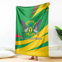 Sao Tome and Principe National Emblem Blanket with Green Yellow Flag Pattern