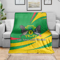 Sao Tome and Principe National Emblem Blanket with Green Yellow Flag Pattern