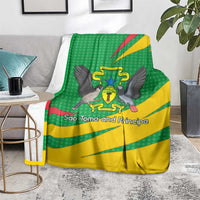 Sao Tome and Principe National Emblem Blanket with Green Yellow Flag Pattern