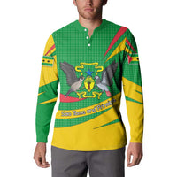 Sao Tome and Principe National Emblem Button Sweatshirt with Green Yellow Flag Pattern