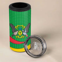 Sao Tome and Principe National Emblem 4 in 1 Can Cooler Tumbler with Green Yellow Flag Pattern
