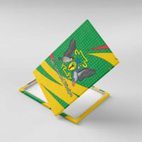 Sao Tome and Principe National Emblem Canvas Wall Art with Green Yellow Flag Pattern