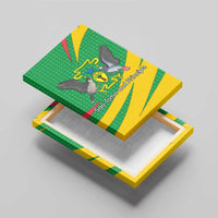 Sao Tome and Principe National Emblem Canvas Wall Art with Green Yellow Flag Pattern