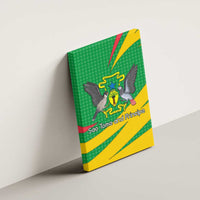 Sao Tome and Principe National Emblem Canvas Wall Art with Green Yellow Flag Pattern