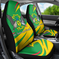 Sao Tome and Principe National Emblem Car Seat Cover with Green Yellow Flag Pattern