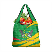 Sao Tome and Principe National Emblem Grocery Bag with Green Yellow Flag Pattern