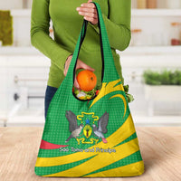 Sao Tome and Principe National Emblem Grocery Bag with Green Yellow Flag Pattern