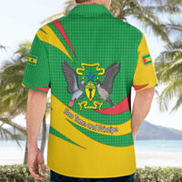 Sao Tome and Principe National Emblem Hawaiian Shirt with Green Yellow Flag Pattern