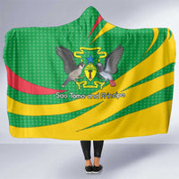 Sao Tome and Principe National Emblem Hooded Blanket with Green Yellow Flag Pattern