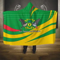 Sao Tome and Principe National Emblem Hooded Blanket with Green Yellow Flag Pattern