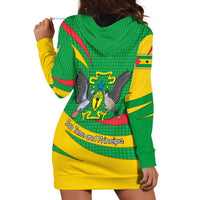 Sao Tome and Principe National Emblem Hoodie Dress with Green Yellow Flag Pattern