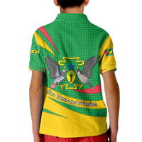 Sao Tome and Principe National Emblem Kid Polo Shirt with Green Yellow Flag Pattern