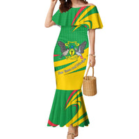Sao Tome and Principe National Emblem Mermaid Dress with Green Yellow Flag Pattern