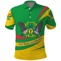 Sao Tome and Principe National Emblem Polo Shirt with Green Yellow Flag Pattern