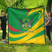 Sao Tome and Principe National Emblem Quilt with Green Yellow Flag Pattern