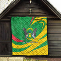 Sao Tome and Principe National Emblem Quilt with Green Yellow Flag Pattern