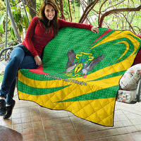 Sao Tome and Principe National Emblem Quilt with Green Yellow Flag Pattern