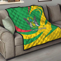 Sao Tome and Principe National Emblem Quilt with Green Yellow Flag Pattern