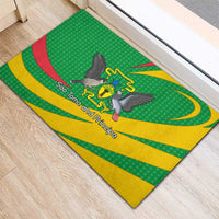Sao Tome and Principe National Emblem Rubber Doormat with Green Yellow Flag Pattern
