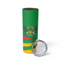 Sao Tome and Principe National Emblem Skinny Tumbler with Green Yellow Flag Pattern