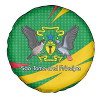 Sao Tome and Principe National Emblem Spare Tire Cover with Green Yellow Flag Pattern