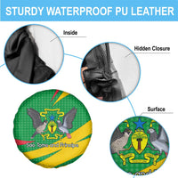 Sao Tome and Principe National Emblem Spare Tire Cover with Green Yellow Flag Pattern