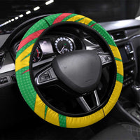 Sao Tome and Principe National Emblem Steering Wheel Cover with Green Yellow Flag Pattern