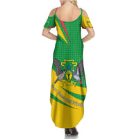 Sao Tome and Principe National Emblem Summer Maxi Dress with Green Yellow Flag Pattern