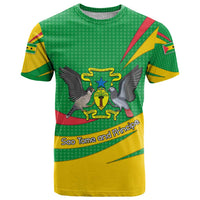 Sao Tome and Principe National Emblem T Shirt with Green Yellow Flag Pattern