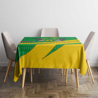 Sao Tome and Principe National Emblem Tablecloth with Green Yellow Flag Pattern