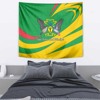 Sao Tome and Principe National Emblem Tapestry with Green Yellow Flag Pattern