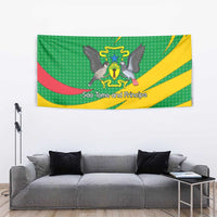 Sao Tome and Principe National Emblem Tapestry with Green Yellow Flag Pattern