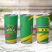 Sao Tome and Principe National Emblem Tumbler Cup with Green Yellow Flag Pattern