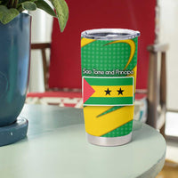 Sao Tome and Principe National Emblem Tumbler Cup with Green Yellow Flag Pattern