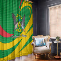 Sao Tome and Principe National Emblem Window Curtain with Green Yellow Flag Pattern