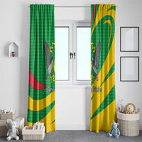 Sao Tome and Principe National Emblem Window Curtain with Green Yellow Flag Pattern