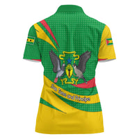 Sao Tome and Principe National Emblem Women Polo Shirt with Green Yellow Flag Pattern