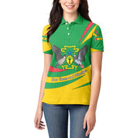 Sao Tome and Principe National Emblem Women Polo Shirt with Green Yellow Flag Pattern